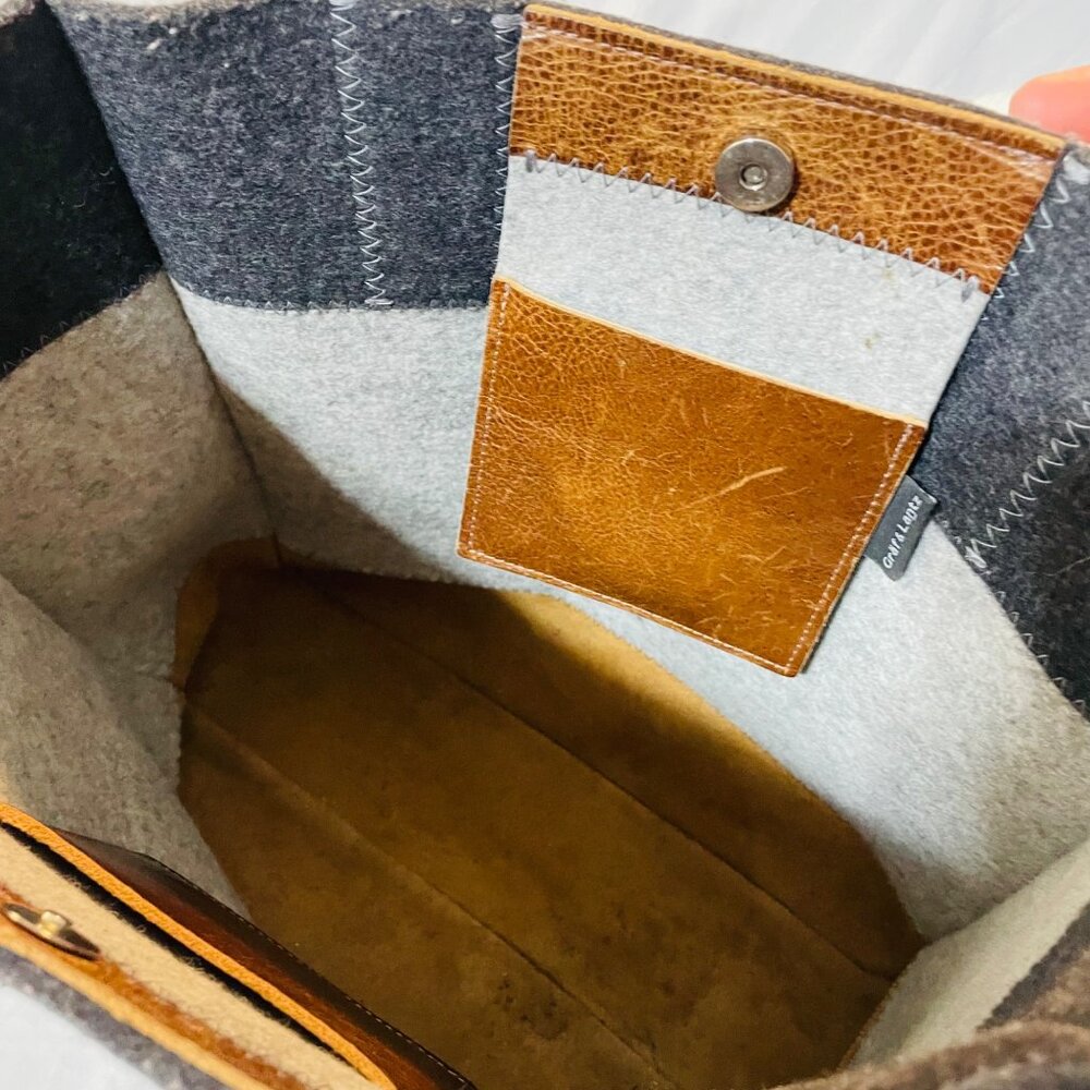 Graf & Lantz Merino Wool & Leather Tote Bag With Dual Leather Handles Jaunt - Picture 5 of 12